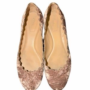 Chloe crushed Velvet Scalloped Flats